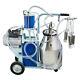 Electric Milking Machine For Goats Cows 25l Bucket With Wheels Piston Vacuum Pump