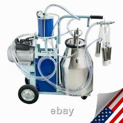 Electric Milking Machine For cows Bucket Stainless Steel +Auto Vacuum Pump NEW