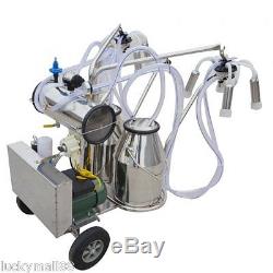 Electric Milking Machine For farm Cows Double Tank 2 Bucket Milker Vacuum Pump