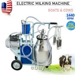 Electric Milking Machine Milker Goat Cows 25L Bucket Stainless Steel Farm Dairy