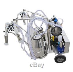 Electric Portable Vacuum Pump Milking Machine For Farm Cow Two Bucket 304SS