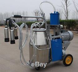 Electric Vacuum Pump Milking Machine For Farm Cows+ 25L Bucket+Portable Wheels
