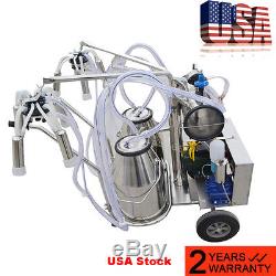 Electric Vacuum Pump Milking Machine For Farm Cows Double Tank USA Warehouse