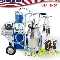 FAST SHIP Milker Electric Milking Machine For Farm Cattle Cows 25L Bucket 110V