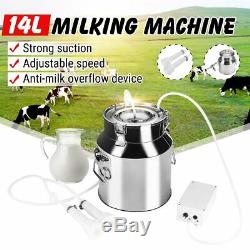 Máquina de Ordeño para Vacas Ovejas y Cabras Máquina Eléctrica Cubo de Acero 14L
