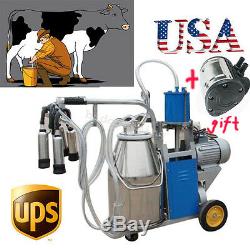 Milker electric Milking Machine F/ farm cow Vaccum Pump Bucket 25LUSA SHIPgift