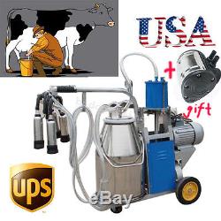 Milker electric Milking Machine F/ farm cow Vaccum Pump Bucket 25LUSA SHIPgift