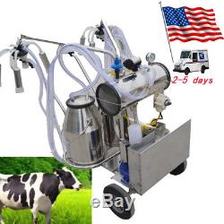Movable Double Tank Milker Electric Milking Machine Milker Vacuum Pump For Cows