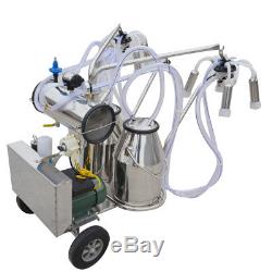 Movable Double Tank Milker Electric Vacuum Pump Milking Machine Cow Farm Durable