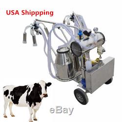 Movable Double Tank Milker Electric Vacuum Pump Milking Machine Cow Farm Durable