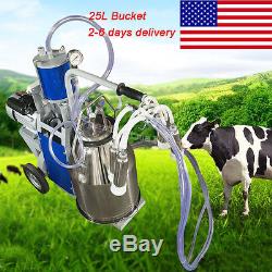 Movable Milker Electric Piston Vacuum Pump Milking Machine For Cows Bucket 25L