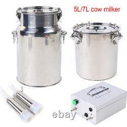 NEW 5L/7L Electric Milking Machine Vacuum Impulse Pump Cow Goat Sheep Milker USA