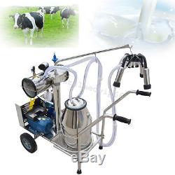 NEW Single Tank Milker Electric Vacuum Pump Milking Machine +Wheels For Cows FDA