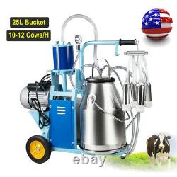 New 25L Electric Milking Machine Farm Cows Stainless Steel Piston Bucket Milker