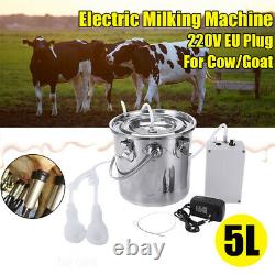New 5L Dual Heads Electric Milking Machine Vacuum Impulse Pump CowithGoat Milker