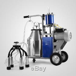New Milker Electric Piston Milking Machine For Cows Bucket Farm Stainless Steel