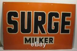 Old Antique Tin Farm Machinery Agriculture Sign Surge Milker Cow Husbandry