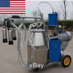 Only USA! Electric Milking Machine Milker For Farm Cows +Stainless Steel Bucket