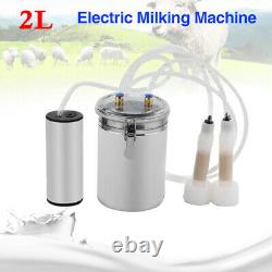 Portable 2L Electric Milking Machine Vacuum Pump Double Head For Cow Cattle Goat