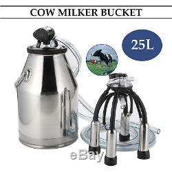 Portable Dairy Cow Milker Milking Machine Bucket Tank Barrel Stainless Steel 25L