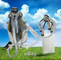 Portable Dairy Cow Milking Machine Milker Bucket Tank Barrel +Pneumatic Pulsator