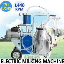 Portable Electric Milking Machine Milker Cows Stainless Steel +25L Bucket Barrel
