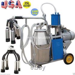 Portable Electric Milking Machine Milker Cows Stainless Steel 25L With Bucket