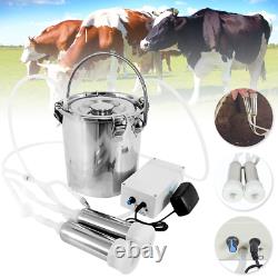 Portable Electric Milking Machine Set Farm Cow with 5L Stainless Steel Bucket
