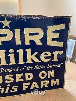 Rare Antique Empire Milker Sign Tin Milking Milk Dairy Farm Machinery Cow
