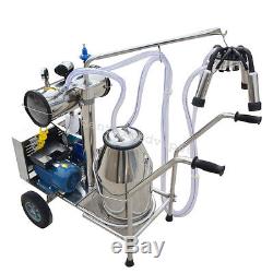 Single Tank Milker Electric Vacuum Pump Milking Machine +Wheels For Cows Cattles