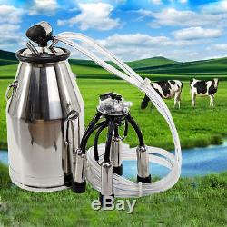 Stainless Milking Machine Portable Dairy Cow Milker Bucket Tank Barrel Cattle US