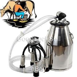 Stainless Milking Machine Portable Dairy Cow Milker Bucket Tank Barrel Cattle US