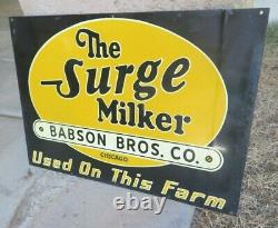 The Surge Milker BABSON BROS CHICAGO Farm antique adv sign Cow Dairy 16.25x11.25