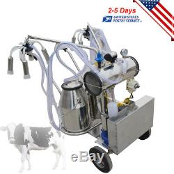 US Double Tank Electric Milker Milking Machine Vacuum Pump For Farm Cow 24cows/h