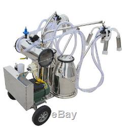 US Electric Milking Machine Double Tank Bucket Milker Vacuum Pump Cow Milk Dairy