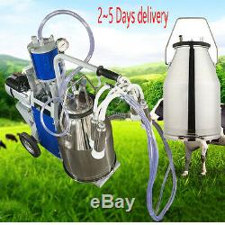 US FedexElectric Vacuum Pump Milking Machine For Farm Cows WithBucket-WARRANTY