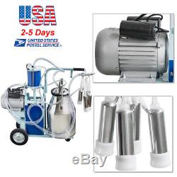 US STOCKElectric Milking Machine 25L Stainless Steel Bucket 12Cows/hour Milker