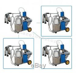 USA Electric Milking Machine Cows 25L Bucket wheels Piston Vacuum Pump Ajustable