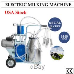 USA Electric Milking Machine Farm Cows 6.6Gal Stainless Steel Bucket 12Cows/hour