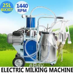 USA Electric Milking Machine Farm Cows WithBucket 25L Vacuum Piston Pump Automatic
