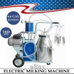 USA Electric Milking Machine Milk Farm Cow Bucket 25L Stainless Steel 64/min FDA