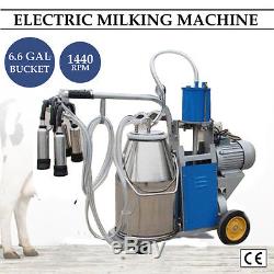 USA Electric Milking Machine Milker Farm Cow Milk Bucket 25L Piston Pump WithWheel
