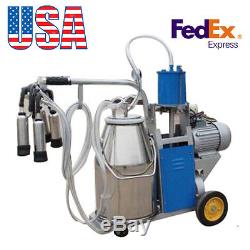 USA! Milker Electric Vacuum Pump Milking Machine Farm Cows Bucket 25L Stainless