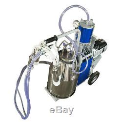 USA Portable Milker Electric Vacuum Pump Milking Machine Bucket 25L Farm Cow FDA