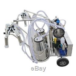USA StockDouble Tank Electric Milking Machine Vacuum Pump Milker Cow Cattle