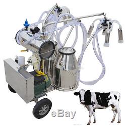 USADouble Buckets Electric Milking Machine Vacuum Pump Cows Farm Dairy Milk CE