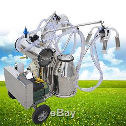 USADouble Buckets Electric Milking Machine Vacuum Pump Cows Farm Dairy Milk CE