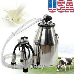 25L Portable Dairy Cow Milker Milking Machine Bucket Tank Barrel Stainless Steel 