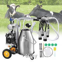 VEVOR Electric Cow Milking Machine, 6.6 Gal / 25 L 304 Stainless Steel Bucket, A