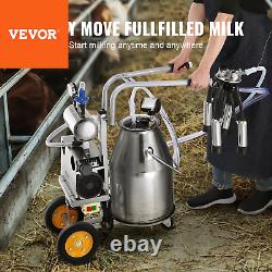 VEVOR Electric Cow Milking Machine Milking Equipment 25L 304 Stainless Steel